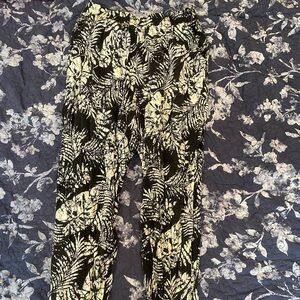 Floral Black and White Women's Pants